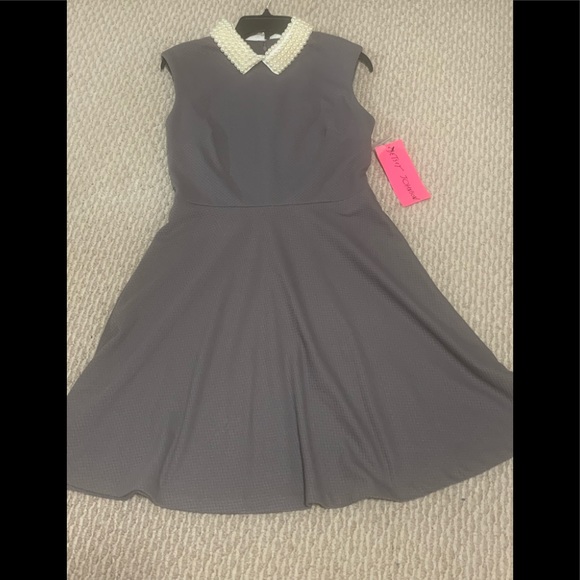 Betsey Johnson Womens Faux Pearl Collar Taupe Sz 8 - Picture 4 of 9